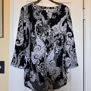 Dana Buchman Top Size Large Black White NWT